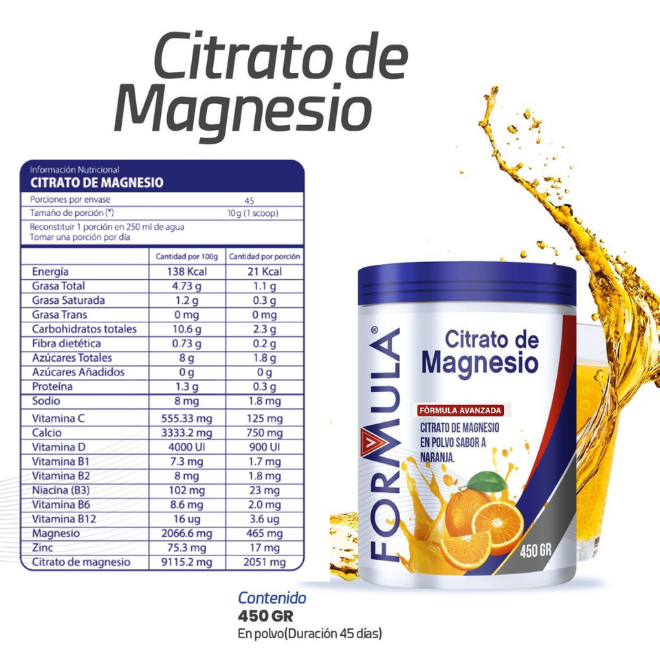 CITRATO DE MAGNESIO EN POLVO SABOR A NARANJA