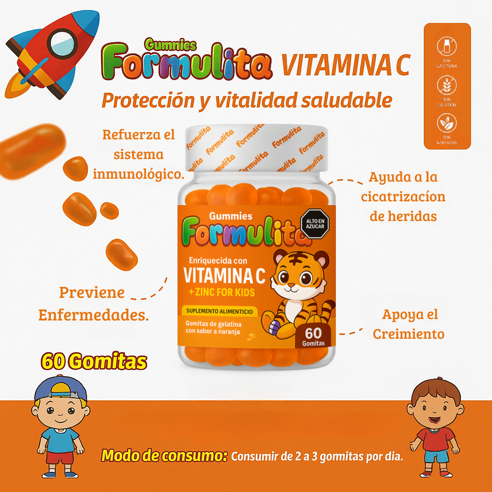 GOMITAS FORMULITA VITAMINA  C + ZINC PARA NIÑOS (gomitas)