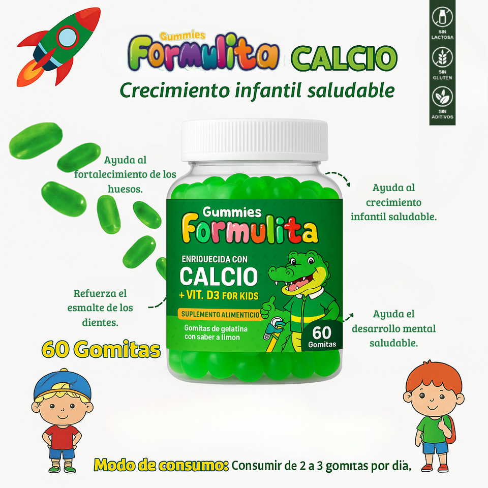 GOMITAS FORMULITA CALCIO + VIT. D3  PARA NIÑOS (Gomitas)